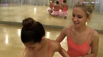 Pretty ballerinas intimate lesbian sex in ballet studio
